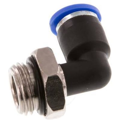 6mm x G1/4'' 90 graden L-verbinding Messing/PA 66 Insteekfitting Buitendraad Draaibaar NBR [2 Stuks]