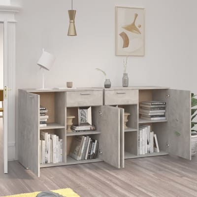 vidaXL - Dressoir - 160x36x75 - cm - bewerkt - hout - betongrijs