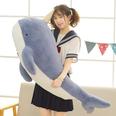 60Cm-120Cm Narwal Pluche Speelgoed Lieve Eenhoorn Pop Zacht Gevuld Vis Blauwe Walvis Met Hoorn Kussen Kerst Meisjes Cadeau Kamer Decoratie 60cm blauw