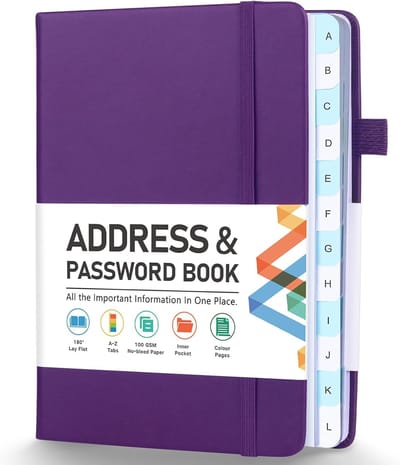 Adresboek - Contactenboek - Informatie Opslaan - Alfabetische Tabs - 13.5x19.6 cm - Zwart