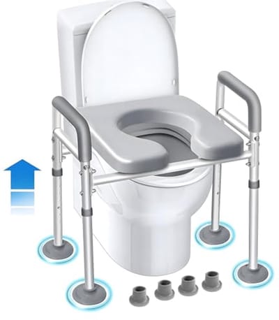 Verhoogde Toiletbril met Armleuningen voor Senioren - WC-zitverhoging en Stabiliteitstoilet