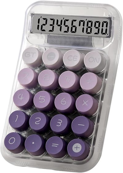 Desktop Rekenmachine - Basis Calculator - Student Kantoor - Grote Knoppen - 95 x 150 mm - Violet