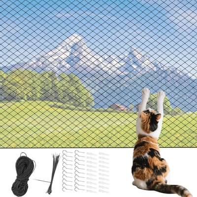 Kattenren Net - Veiligheidsnet - Buitenruimte Beveiligen - UV-bestendig Nylon - 300x200cm - Zwart