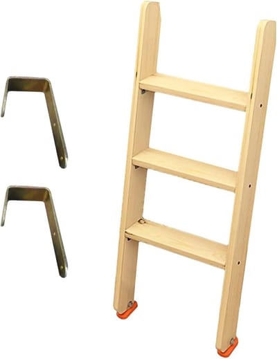Houten Bedladder - Klimladder Zolder - Veilig Klimmen - Antislip Rubberen Voetjes - 100 cm Hoog - Niet gespecificeerd