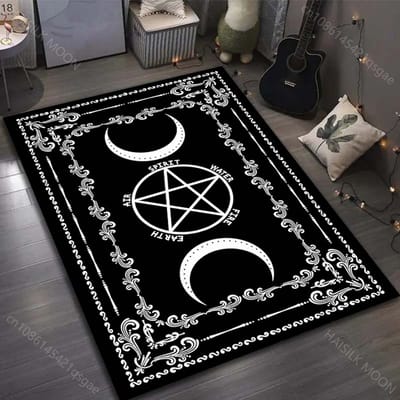 Mysterieus Vijfhoekig Patroon Print Tapijt voor Woonkamer Slaapkamer Nachtkastje Salontafel Vloermat Grote Maat Woonruimte Tapijt Decoratie 40x60cm (16x24in) gray