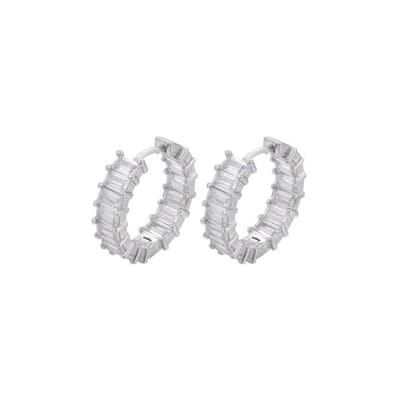Jobo By JET - oorbellen zilver met witte diamanten - 1 paar