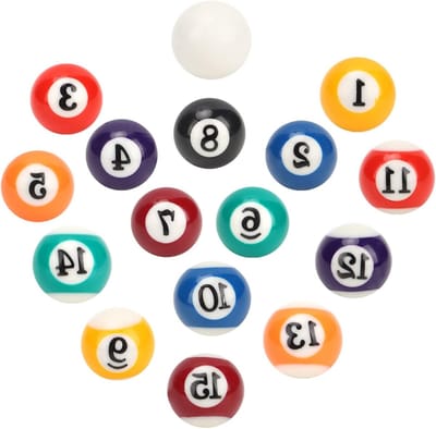 Billiard ballen set van 25 mm met 16 genummerde ballen en witte bal, gemaakt van milieuvriendelijk polyesterhars voor speelkamers, cafés en recreatieve sporten.