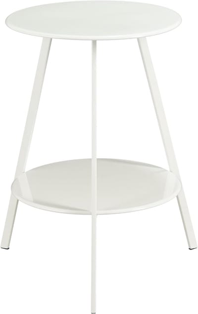 Ronde bijzettafel - Koffietafel buiten - Decoratieve tafel - Industriële look - 58 x 46 cm - Wit