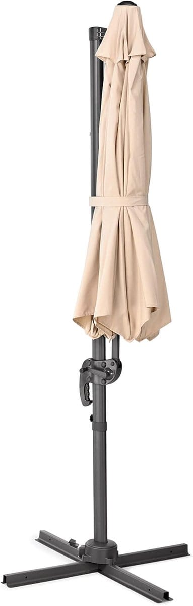 Zweefparasol 290x260 cm – 360° Draaibaar, Kantelbaar, Aluminium Frame, UV-Bescherming, Met Standaard en Zwenkarm – Luxe Tuinparasol voor Balkon & Terras – Nicolehome