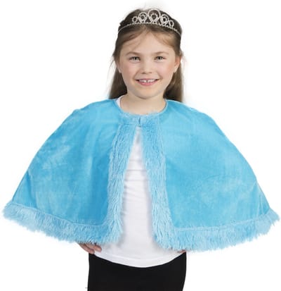 Espa Blauwe cape voor meisjes - Zachte velours stof met pluche randen