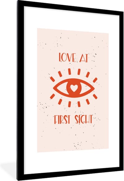 Fotolijst incl. Poster - Love at first sight - Spreuken - Quotes - Koppel - 80x120 cm - Posterlijst