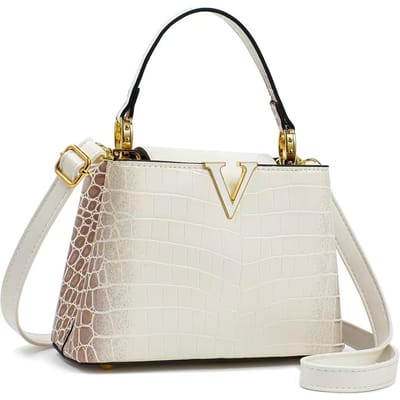 De Nieuwe Stenen Patroon Hoge Uiterlijk Niveau Macaron Meerlaags Grote Capaciteit Emmer Tas 100 Schoudertas Trend Dames Tas . white