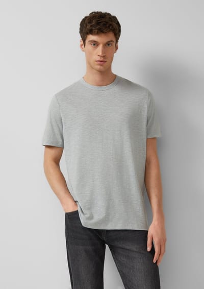 T-shirt van zacht gemengd katoenjersey met logodetail s.Oliver