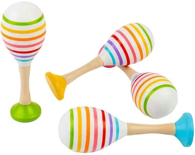 BigJigs houten maraca speelgoed set - kleurrijk muziekinstrument.