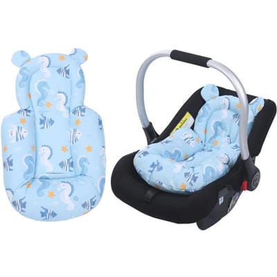 Warme stoel Katoenen veiligheidsstoel Baby Lumber Pad Mat Roller Binnenkussen Mat Kinderwagenmand Thermisch blauw