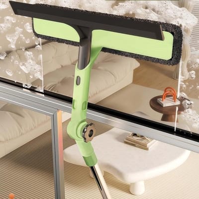 Raamwisser met steel - Schoonmaak tool - Hoge ramen wassen - Verstelbare hoek - 36-56 inch - Groen