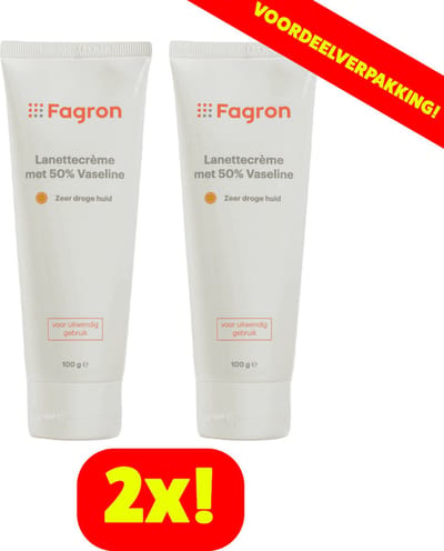 Fagron Lanettecrème met 50% Vaseline - 2x100 ml voordeelverpakking