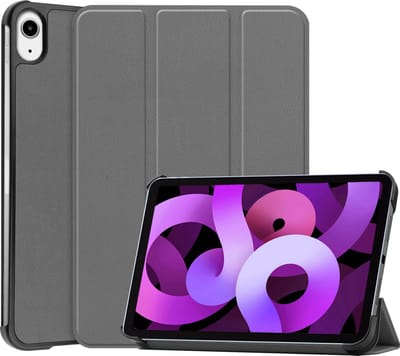 Hoesje - Geschikt voor Apple iPad Air 5 (2022) - 10.9 inch - 5e Generatie - M1 - Dun & Stevig - Trifold Bookcase - Hard Cover - Hardcover Book Case - Tablet Hoes - Grijs
