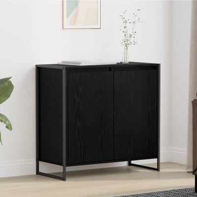 vidaXL - Bijzetkast - Zwart - Eiken - 79 - x - 36 - x - 75 - cm - Bewerkt - hout