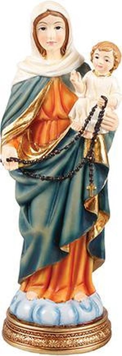 Beeld Maria met kind en rozenkrans 12 x 4 x 3 cm