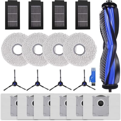 Accessoires gescht voor Ecovacs Deebot T50 Pro Omni/T50 Omni-stofzuiger, 1 hoofdborstel, 4 reinigingsdoeken, 4 zijborstels, 4 HEPA-filters, 6 stofzakken, 1 reinigingsgereedschap