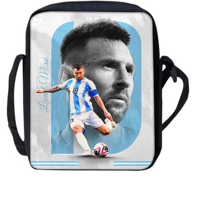 Voetbalster Schooltassen Telefoon Tas Boodschappentas M-Messi Bedrukt Leren, Reizen Schouder Messenger Bag Handtas Beste Cadeau
