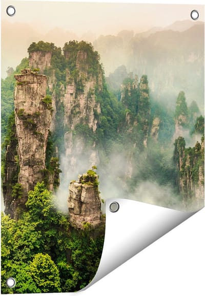 Gards Tuinposter Zhangjiajie Klif Bergen in China - 40x50 cm - Tuindoek - Tuindecoratie - Wanddecoratie buiten - Tuinschilderij