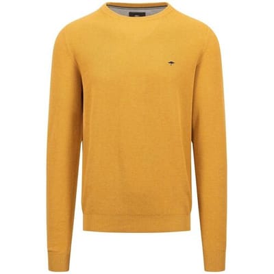 Fynch-Hatton Trui O-Neck Uni Color Fine Texture New Dijon / male