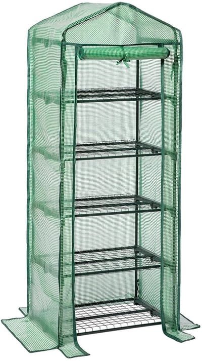 Famanu – Kleine foliekas voor balkon, 69 x 49 x 193 cm, met 5 planken, ruimtebesparend en stabiel
