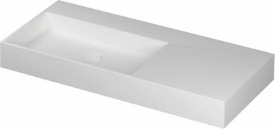 INK United porseleinen wastafel links zonder kraangat met porseleinen click-plug en verborgen overloop systeem 100 x 45 x 11 cm, mat wit