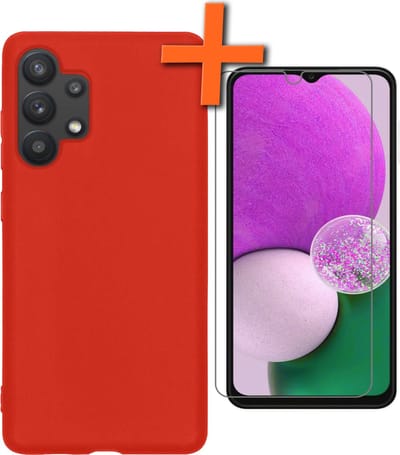 Hoes - Met Screenprotector - Geschikt voor Samsung Galaxy A13 4G - Sterk & Shockproof - Back Cover - Siliconen Case - Telefoon Hoes - Rood