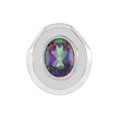 Cavill - Zilveren Hanger Platina Verguld - 2,088 Ct Mystieke Topaas - Ovaal Slijpsel - Elegante Sieraden Dames - Braziliaanse Edelsteen