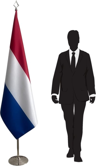 Nederlandse vlag 100x150 cm met RVS voet en telescopische mast – zilverkleurig – lanspunt – premium kwaliteit