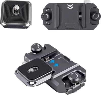 Camera lip - mount op schouderriem of strap - camera clip met snelle release voor actiecamera's - kaartmachine - DSLR camera en verrekijkers