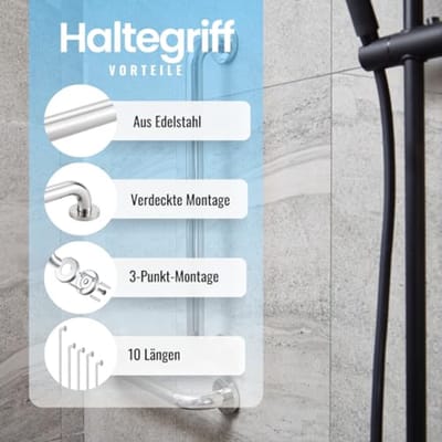 Handgrepen voor Senioren 30 mm - Roestvrij Staal Badkamer Steun, Veiligheidssteun voor Douche, Toilet, Badkuip