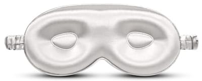 Desmend Slaapmasker van zijde, 3D, effen, volledige afdekking, huidvriendelijk, anti-rimpel, zilvergrijs