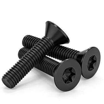 Verzonken schroeven Torx M8 x 45 mm - 5 stuks, roestvrij staal, zwart, volledige schroefdraad voor stevige bevestiging en duurzaamheid