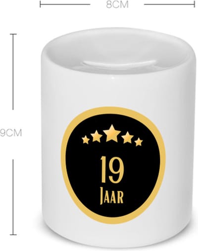 Akyol - 19 jaar Spaarpot - Hoera 19 jaar - iemand die 19 jaar is geworden of 19 jaar lang een relatie hebben of getrouwd zijn - verjaardagscadeau - verjaardag - cadeau - kado - geschenk - gift - relatie - trouwdag - jubileum - 350 ML inhoud