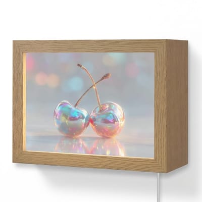 Wandlamp 20x15 cm - Oplaadbaar - Kersen - Glanzend - Regenboogkleur - Wandlampen binnen woonkamer - Slaapkamer lamp met kabel - Decoratieve nachtlamp - Vloerlamp snoer