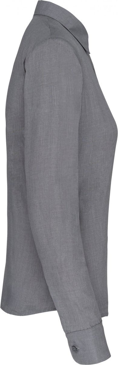 Kariban Overhemd in onderhoudsvriendelijk polykatoen-popeline dames K549 - Marl Storm Grey - S