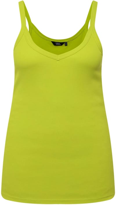 Ulla Popken - Dames - Ribtop slim V-hals mouwloos smalle bandjes - Appelgroen - Maat 46+