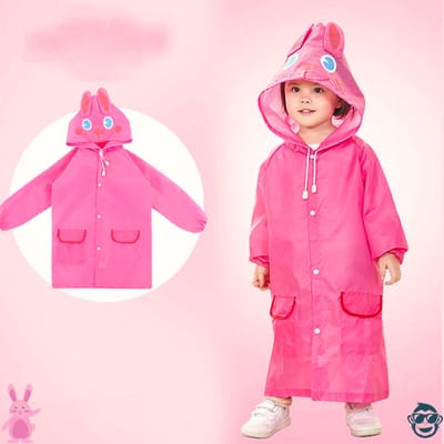 Regenjas / Poncho Lief Klein Konijntje voor kinderen 2-6 jaar (maat 120) -BoefieBoef -Polyester - regenponcho – regenpak – jas – regen – knutseljas – verkleedkleding – rabbit – roze – Kerst Cadeau - kind - peuter - kleuter - carnaval