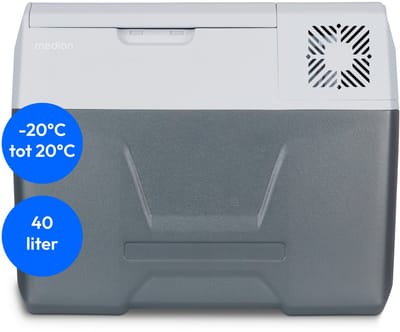 MEDION mobiele koelbox met compressor (elektrisch, 39 liter opslagcapaciteit, 60 watt, -20°C tot 20°C, LED display, USB, 230V 12V 24V autoadapter, voor auto, vrachtwagen, camper, camping (MD13111)