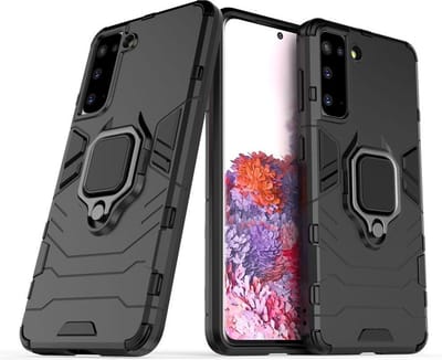 MobyDefend Hoesje - Geschikt voor Samsung Galaxy S21 - Dubbelgelaagde Pantsercase Met Standaard - Zwart