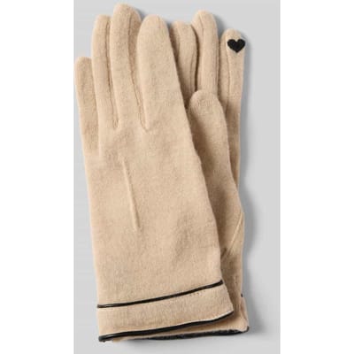 Walkhandschoen van zuivere scheerwol model 'Leather Piping Touch'