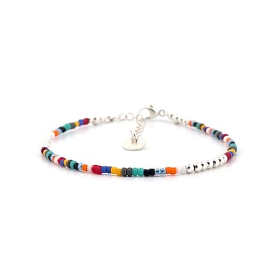 IbizaMen - heren - armband - gekleurd - 925 sterling zilver - 2mm - 18 cm lang & 4 cm verstelbaar (tot 22 cm)
