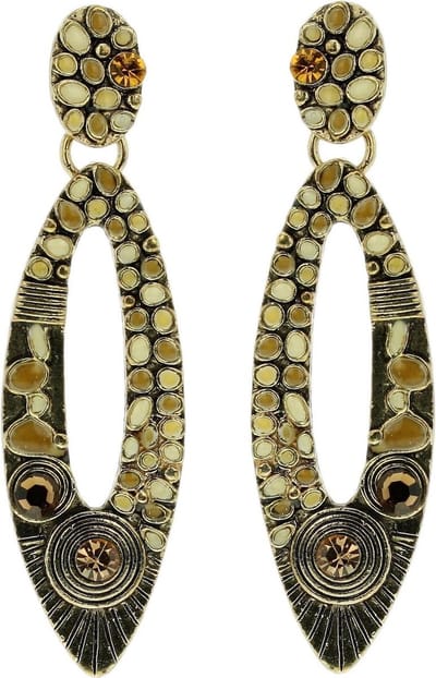 Behave - Goudkleurige oorhangers met bruin accent - Boho chique stijl