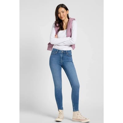 Lee Scarlett High Zip Blue Buzz Jeans Maat: W27L29 | Skinny Jeans Outlet | Dames | Blauw