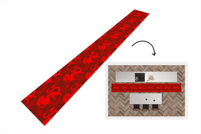 Keukenloper - Keukenmat - Draak - Rood - Patronen - 400x50 cm - Keuken vloerkleed