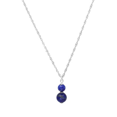 ARLIZI 2438 Ketting blauw lapis lazuli kralen hanger - sterling zilver - 46 cm
